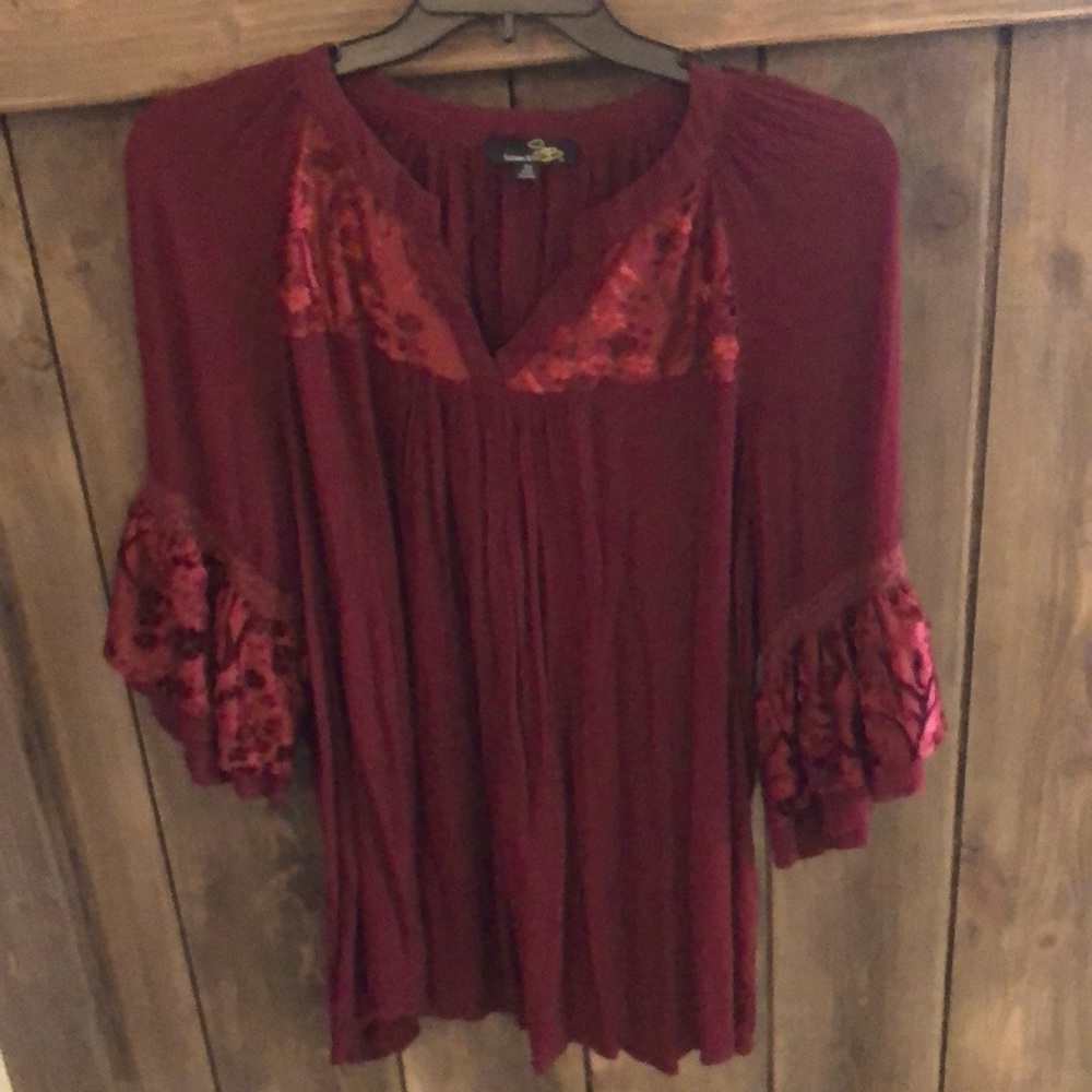 Suzanne Betro 3x burgundy blouse